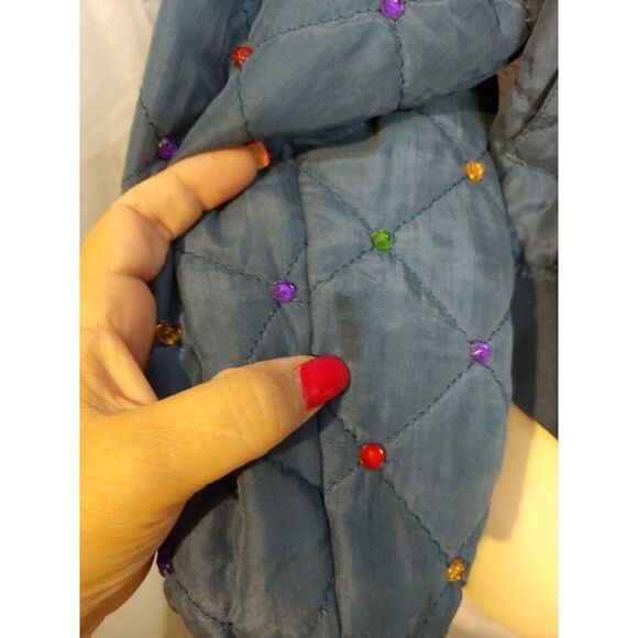 Lew Magram VINTAGE Women's Size Small Blue Silk Bomber Jacket. - Picture 4 of 6